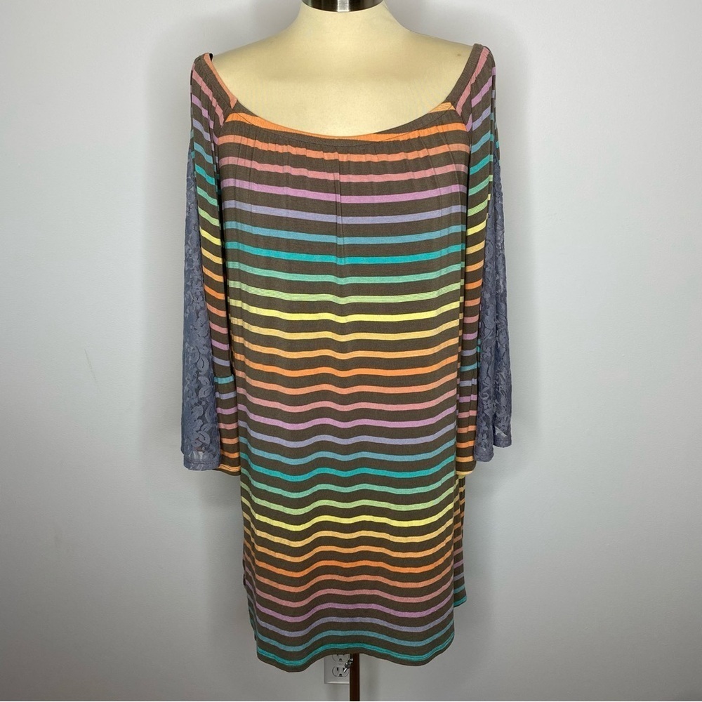 Va Va by Joy Han Rainbow Bell Sleeve Shift Dress